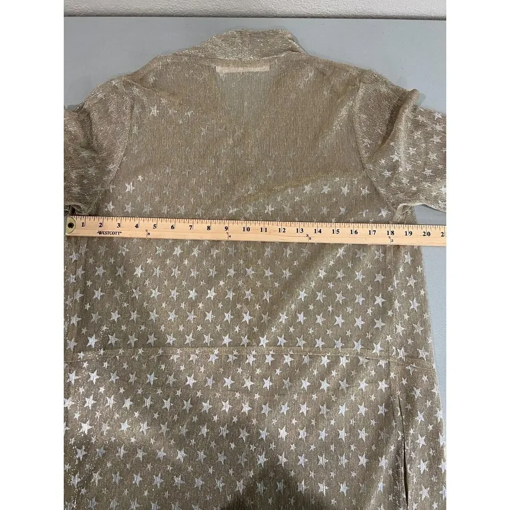 Coop Trelise Cooper Sheer Cardigan S Star Gold Metallic Long Sleeve Shimmer‎